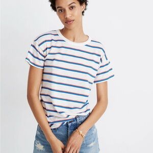 Madewell Whisper Cotton Rib Crewneck Tee in Rockwood Stripe